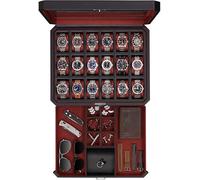 ROTHWELL Scatola per 18 orologi con cassetto per accessori (nero/rosso)