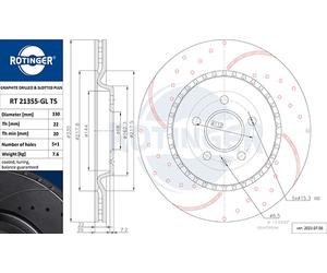 ROTINGER 2x Disco Freno Ø330 MM Ventilato Posteriore per VW Tuareg Porsche Macan