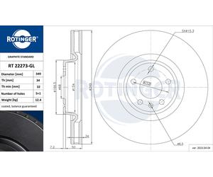 ROTINGER 2X Disco Freno Ventilato Asse Anteriore Per Audi A4 Avant 8W5 8WD B9