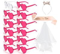 ROTKUSZ 15 Pezzi Gadget Addio al Nubilato Sposa e Amiche, Team Bride Occhiali a Forma di Cuore, Bride to Be Fascia, Tiara, Velo, Addio al Celibato da Donna Gadget, Decorazioni per Feste di Matrimonio