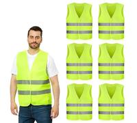 ROTKUSZ 6 PCS Gilet di Sicurezza, Giubbotto di Sicurezza Riflettente, Giubbotto Catarifrangente Auto, Gilet di Sicurezza ad Alta visibilità, Gilet Catarifrangente,Giubbotti di Sicurezza Antiforatura