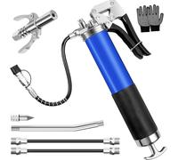 ROTKUSZ Ingrassatore Manuale 8000 PSI, Pistola Ingrassatore con Boccaglio e Tubo Flessibile, Pompa Ingrassatrice, Kit di Pistola per Grasso, Ingrassatori Compatibile con Cartuccia da 400 ML, Blu