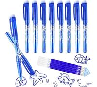 ROTKUSZ Penna cancellabile blu, confezione da 10 gomme blu, gomma ricaricabile da 0,5 mm con 10 ricariche, penna roller cancellabile, penna gel cancellabile,penne cancellabili