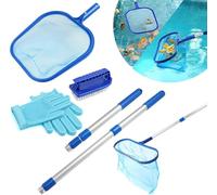ROTKUSZ Retino per piscina, retino per laghetto con asta telescopica da 40 - 93 cm, set da 5 retini per piscina, retino per piscina, accessori per la pulizia