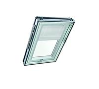 Roto Veneziana Originale ZJA per Finestra per Tetti - Guida Argento - Funzionamento manuale - Veneziana per Finestre delle Serie Q - Dimensioni 078/140 | 07/14 - Colore del Tessuto Bianco
