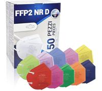 Rotoform 50 Pezzi Mascherine ffp2 colorate, MADE IN ITALY Mascherine FFP2 Certificate CE 0465 A 5 Strati, Mascherina Produzione Italiana E Sanificata, DPI III Categoria