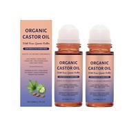 Rotola di olio di ricino organico acceso, con rullo rosa ingredienti naturali, 1.7 fl oz (2Pcs)