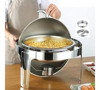 Rotolare il piatto di sfregamento in acciaio inossidabile rotondo 6 qt, buffet r riscaldamento alimentare a buffet alimentare più caldo per feste set buffet set di piatti di clamore, 6 qt, per
