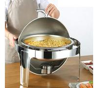 Rotolare il piatto di sfregamento in acciaio inossidabile rotondo 6 qt, buffet r riscaldamento alimentare a buffet alimentare più caldo per feste set di buffet set di piatti di clamore, 6 qt, per