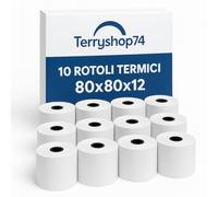 Rotoli Carta Termica 80x80 80mm x 80m Omologati con Anima 12mm - BPA Free, Alta Qualità per Registratori di Cassa, Stampanti POS, Terminali di Pagamento - Rotoli Resistenti e Compatibili Universali