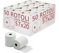 Rotoli di carta termica, 57 mm x 20 m, per registratore di cassa, set da 50 ricambio