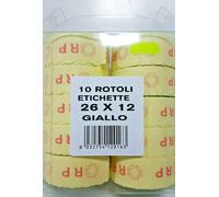 10 ROTOLI ETICHETTE ADESIVE PREZZI 26x12 mm PER PREZZATRICE COLORE GIALLO FLUO