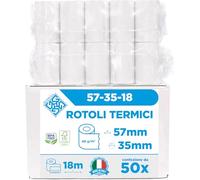 Rotoli Pos 57mm x 18m x 35mm - Rotolo di carta termica per ricevute bancomat - Rotolini per dispositivi pos 57x40x35 (20 Rotoli) Made in Italy, alta qualità (50)