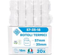 Rotoli Pos 57mm x 18m x 35mm - Rotolo di carta termica per ricevute bancomat - Rotolini per dispositivi pos 57x40x35 (20 Rotoli) Made in Italy, alta qualità (20)