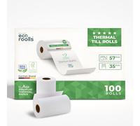 Rotoli Pos 57mm x 35 mm di diametro - carta termica per ricevute bancomat - Rotolini per terminale pos 57x35x12 senza BPA - 2 cartoni (100 rotoli)