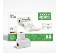 Rotoli Pos 57mm x 35 mm di diametro - carta termica per ricevute bancomat - Rotolini per terminale pos 57x35x12 senza BPA - 1 cartone (50 rotoli)