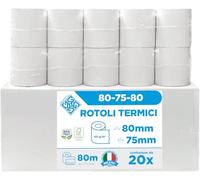 Rotoli Pos 80mm x 80m x 75mm - Rotolo di carta termica per ricevute bancomat - Rotolini per dispositivi pos 80x80x75 (20 Rotoli) Made in Italy, alta qualità (20)