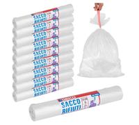 ROTOLI SACCHETTI BUSTE PER SPAZZATURA 115LT 72X105 CHIUSURA CON LACCETTO BIANCO