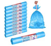 ROTOLI SACCHETTI BUSTE PER SPAZZATURA 115LT 72X105CM CHIUSURA CON LACCETTO BLU