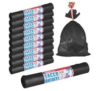 ROTOLI SACCHETTI BUSTE PER SPAZZATURA 115LT 72X105CM CHIUSURA CON LACCETTO NERO