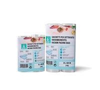 Rotoli Sottovuoto Sacchetti per Alimenti - Super Resistenti - Adatti a Tutte le Macchine Sottovuoto - Trasparenti - Cottura e Congelazione (4, 15x600 & 20x600)