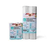 Rotoli Sottovuoto Sacchetti per Alimenti - Super Resistenti - Adatti a Tutte le Macchine Sottovuoto - Trasparenti - Cottura e Congelazione (4, 15x600 & 30x600)