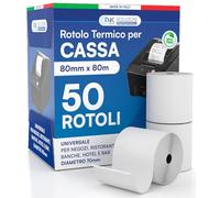 Rotoli Termici 80x80 di Alta Qualità per Registratori di Cassa, Carta Termica Omologata, Confezione da 50 - Compatibili con Nexi, Axerve e Ingenico (50)
