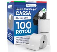 Rotoli Termici 80x80 di Alta Qualità per Registratori di Cassa, Carta Termica Omologata, Confezione da 100 - Compatibili con Nexi, Axerve e Ingenico (100)