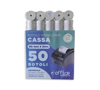 Rotoli termici 80x80 per registratori fiscali cassa carta certificata 50 rotoli