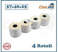 Rotoli Termici Adesivi 57x40 mm foro 25 cassa bilancia registratore 4 pz