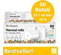 Rotoli termici per cassa 57x40x12mm 18m senza BPA PEFC 80 rotoli
