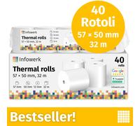 Rotoli termici per cassa 57x50x12mm 32m senza BPA PEFC 40 rotoli