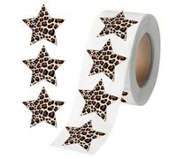 Rotolo adesivi a stella da 2, 5 cm con stampa leopardata retrò, etichette adesive per la confezione pacchi, pagine diario, schede file e idee per decorazioni artigianali Adesivi a stelle