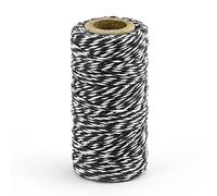 Rotolo da 50 Metri Cordino 100% Cotone Bianco a Spirale Nera Ideale per Natale e Matrimoni - Filo Chiudi Pacco Bobina Nastro Nero