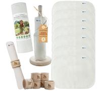 Rotolo da cucina riutilizzabile in cotone, 10 pezzi, lavabile con supporto in legno, prodotto in UE, carta da cucina riutilizzabile in tessuto; strofinacci da cucina; Reusable Kitchen Towels