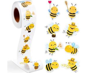 Rotolo di 500 Adesivi con Motivo Ape - Premio Teacher Reward Stickers - Impermeabili e Riusabili per Scuola, Diario, Feste - Decorazione Divertente