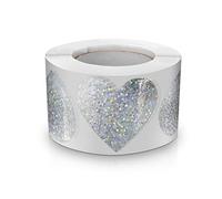 Rotolo di adesivi a forma di cuore argentato, 3,8 cm, etichette d'amore impermeabili e rimovibili per buste artigianali, scatole, etichette regalo, borse, matrimoni (500)