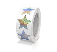 Rotolo di adesivi argentati a forma di stelle, 2,5 cm, piccole etichette autoadesive, lucide, stelle natalizie, adesivi scintillanti, decorazione per scrapbooking, 500 pezzi