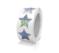 Rotolo di adesivi argentati a forma di stelle, 2,5 cm, piccole etichette autoadesive, lucide, stelle natalizie, adesivi scintillanti, decorazione per scrapbooking, 500 pezzi