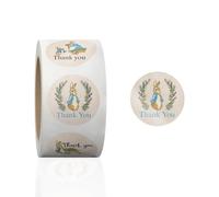 Rotolo di adesivi di ringraziamento da 3,8 cm, etichette di ringraziamento per bomboniere, adesivi di ringraziamento per piccole imprese, 500 pezzi (Peter Rabbit, 3,8 cm)