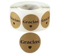 Rotolo di adesivi "Grazie" - Etichette rotonde spagnole | Adesivi di ringraziamento "Gracias" per chiudere biglietti di auguri e pacchetti, ideali per piccole imprese, fatti a mano