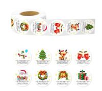 Rotolo Di Adesivi Natalizi | Sticker Rotondi Impermeabili Per Buste | Decorazioni Festive per Buste, Biglietti e Pareti