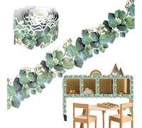 Rotolo di bordo per bacheca in eucalipto (5 m) - bordi verdi per esposizioni in classe, decorazione per decorazioni, bordi decorativi durevoli e riutilizzabili
