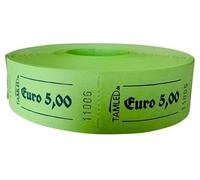 Rotolo di carta 5,00 € verde 1000 demolizioni perforate numerate sequenzialmente marca gastronomica Festival marchio di cibo marca bevande marchio di cibo evento aziendale festa popolare associazione