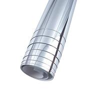 Rotolo di Carta Adesiva a Specchio da 39,4 X 19,7 Pollici, Fogli a Specchio Autoadesivi, Adesivo da Parete Effetto Anti Caduta Adesivi da Parete a Specchio Flessibili Non in Vetro per Bagno,(Argento)