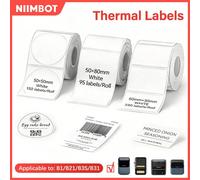 Rotolo di carta etichetta termica Niimbot bianca trasparente autoadesiva con gap, carta etichetta per stampante termica, adatta per stampanti Niimbot B1/B2/B21/B3S/B31 Bianco 40x30mm,Cerchio bianco 50