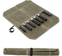 Rotolo di coltelli, borsa per coltelli da cucina, borsa per coltelli in tela cerata, con 7 scomparti, confezione portatile per coltelli da cucina, valigetta per attrezzi da cucina