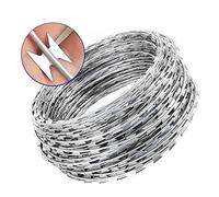 Rotolo di filo spinato zincato a doppia spirale, 45 m, diametro 45 cm, 22 mm, bobina d'argento durevole per una maggiore protezione perimetrale