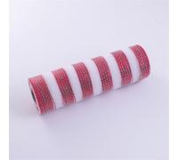 Rotolo di nastro decorativo in polipropilene con lamina metallica, per progetti artigianali come ghirlande, festoni, fiocchi, dimensioni del rotolo 26 cm x 9,1 m (rosso e bianco)