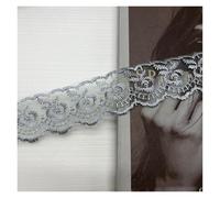 Rotolo di nastro di pizzo ricamato, Passamaneria in pizzo all'uncinetto con motivo floreale, 10 iarde, 4 cm, multicolore(Grey)